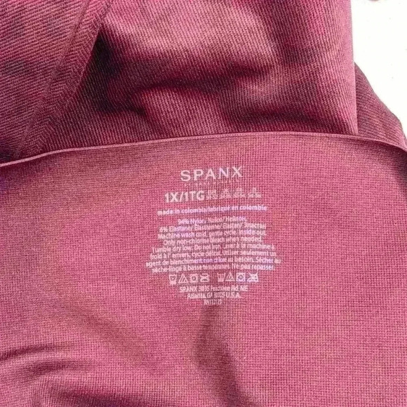 SPANX Leggings Look At Me Now Garnet Rose Maroon XL Women’s EUC - Picture 6 of 7